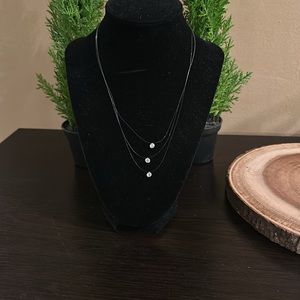 14 karat gold 16 inch CZ diamond suspended necklace